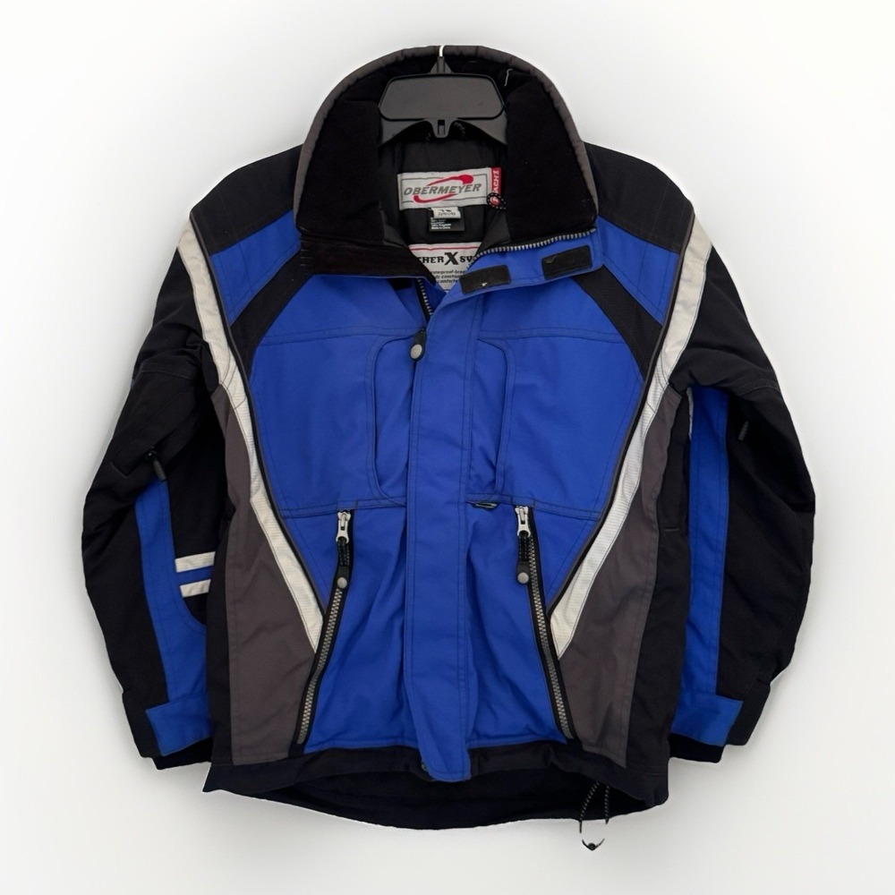 OBERMEYER Ski Jacket Juniors 10 Blue/Black Insulated Weather X System VTG Heavy